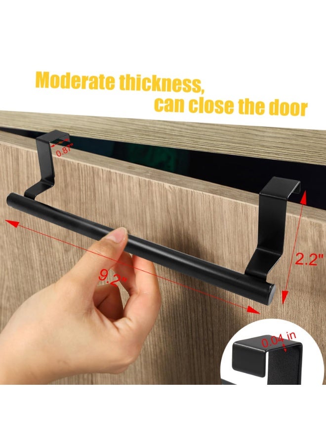 2 Pack 9 Inch Towel Holder, Black Bathroom Towel Bar Stainless Steel Hand Towel Rack, Over Cabinet Door Towel Bar for Kitchen Bathroom - Image 2